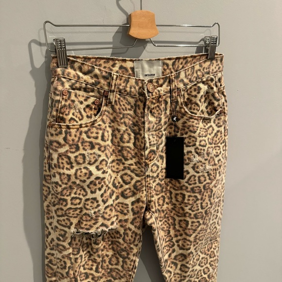 NWT One Teaspoon Freebirds High Waisted Skinny Jean In Beige Leopard Print, Size - Picture 7 of 13
